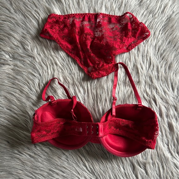 Inteco Intimates Two Piece Lingerie Set Womens Bra Size 36C Panty Medium/6 Red - Picture 4 of 5